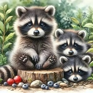 Raccoons DIY 5D Full Round Drill Diamond Painting